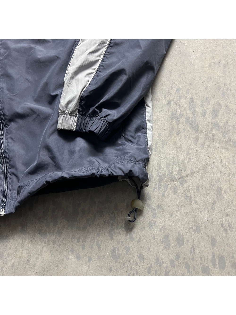 Vintage Y2K Grey Striped Nike Track Jacket Sz. XL Drawcords Embroidered Swoosh - Picture 5 of 9